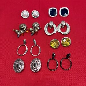 Assorted Clip Earrings - Lot of 8 Elegant Stylish Earrings in Various Colors